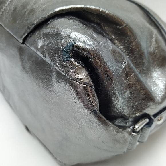 Coach Brooke Metallic Gray Leather Zipper Closure Hobo Shoulder Bag - Picture 16 of 16
